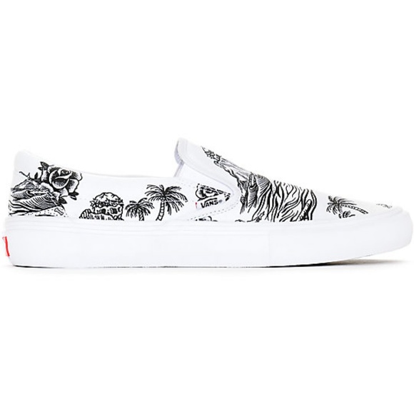 sketchy tank vans slip on white
